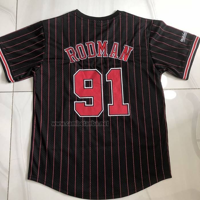 Camiseta Manga Corta Chicago Bulls Dennis Rodman NO 91 Negro